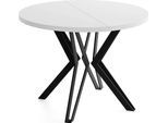 ESSTISCH Revena runder ausziehbarer, Weiß 120-200/120/76 cm