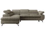 ECKSOFA PABLO L Grau Struktur - Links Seite mit Visco Topper
