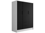 KLEIDERSCHRANK mit Flügeltüren KOLIN 150x200cm Weiß / Schwarz