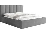 POLSTERBETT Amira mit Bettkasten, Grau Samt 200x200 cm