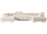 WOHNLANDSCHAFT mit Schlaffunktion und Bettkasten GUSA-U 342x202x107 cm Beige Cord