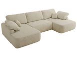 WOHNLANDSCHAFT CUBO U Creme Struktur