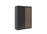 KLEIDERSCHRANK VILAN mit Lamel/LED - 150 cm - Schwarz|Eiche Wotan