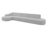 ECKSOFA Ottomane Links MARI-L3 - 413x171x79 cm Hellgrau Bouclé