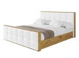 POLSTERBETT mit Bettkasten, Fußteil und Lattenrost, Boxbett ohne Matratze - ENZO7-Z 200x200 Weiß Kunstleder