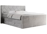 BOXSPRINGBETT KING EIGAR 140/200 Hellgrau Velvet - H4