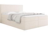 BOXBETT Terra mit Bettkasten, Boucle Beige 200/200 cm – 7-Zonen Taschenfederkern-Matratze & Komfortschaum-Topper