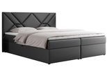 BOXBETT NEOMI 160/200 - Dunkelgrau Kunstleder - H3 - Topper T25