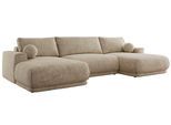 WOHNLANDSCHAFT RINA U Beige Schenille grob gewebt