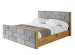 POLSTERBETT mit Bettkasten, Fußteil und Lattenrost, Boxbett mit Matratze H3/H4 - ENZO8-Z 160x200 Grau