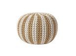 STRICKPOUF rund, beige-creme gestreift, 50/50/40 cm