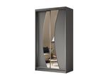 KLEIDERSCHRANK mit Spiegel-Schiebetüren und Aluminium-Leisten - VOXI - 120 cm Grau