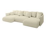 WOHNLANDSCHAFT mit Schlaffunktion und Bettkasten ONESK-U 317x177x72 Beige Bouclé