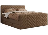 BOXSPRINGBETT PARIS KING DUO - 140/200 - Braun Kunstleder - H3