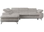 ECKSOFA PETER L Hellgrau Cord - Links Seite