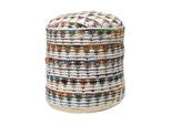 SITZPOUF rund, creme-bunt gemustert 40/40/45 cm