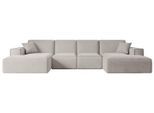 WOHNLANDSCHAFT SIERRA-U - 349x169x80 cm Hellbraun Velours