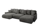 WOHNLANDSCHAFT mit Schlaffunktion und Bettkasten ONESK-U-v1 317x177x72 Dunkelgrau Velours