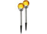 LED Solarleuchte "Solar-Wegleuchte Roma", amber, B:8cm H:26,5cm L:8cm T:8cm Ø:8cm, PARFORCE TRADITIONAL HUNTING, Leuchten, Dämmerungssensor, 2er-Set, Licht amberfarben, kompakte Bauform