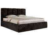 POLSTERBETT SAVINO CLASSIC 160/200 - Schwarz Plüsch - Schaum-Matratze