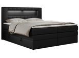 BOXSPRINGBETT GOLD-5 KING LED 160/200 Schwarz Kunstleder - H4