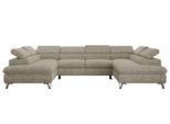 WOHNLANDSCHAFT PABLO U Strukture Beige mit Topper Visco