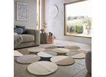 Wollteppich FLAIR RUGS "Mia Ellipse", beige (natur), B:120cm H:12mm L:170cm, Wolle, Teppiche, mit gebogenem Zuschnitt