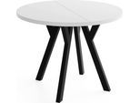 ESSTISCH Vero rund ausziehbar verlängerbar, Weiss 100-300/100/77 cm