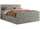 BOXSPRINGBETT PARIS KING DUO - 180/200 - Hellgrau Struktur - H4