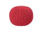 STRICK-POUF rot, 40/40/35 cm