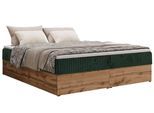 BOXBETT WOOD ZERO 160/200 - Dunkelgrün Cord - H3 - Topper T25