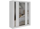 SCHWEBETÜRENSCHRANK mit Schubladen 180 - GRECJA - Weiß mit Spiegel