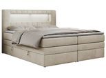 BOXSPRINGBETT GOLD-5 KING LED 200/200 Beige Velvet - H4