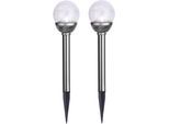 LED Solarleuchte "Solar-Wegleuchte Roma", silber, B:8cm H:26,5cm L:8cm T:8cm Ø:8cm, PARFORCE TRADITIONAL HUNTING, Leuchten, 2er-Set Solar-Wegeleuchten, 2 LEDs, Dämmerungssensor