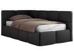JUGENDBETT ARVO 90/200 - Schwarz Kunstleder - Pocket-Matratze - Links Seite
