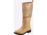 Stiefel HEINE, Damen, Gr. 42, beige, Synthetik, Schuhe Stiefel