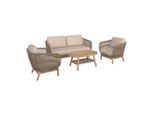 Ambia Garden Gartenmöbel-Set , Beige, Teakfarben , Textil , 11-teilig , Akazie , massiv , Füllung: Polyester,Komfortschaum , UV-beständig , Gartenmöbel, Gartengarnituren, Gartenmöbel-Sets