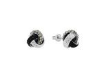 Paar Ohrstecker AMOR, silberfarben, weiß, grau, schwarz, weiß, grau, schwarz, Ohrringe, Damen, 10mm, Silber 925 (Sterlingsilber), mit Preciosa Crystal
