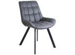 Livetastic Stuhl, Grau, Schwarz, Metall, Textil, Flachrohr, 56x84x60 cm, Esszimmer, Stühle, Esszimmerstühle, Vierfußstühle