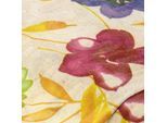 Strickstoff "Blumen", wollweiß/bunt