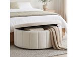 tectake® Polsterbank, mit Samt oder Bouclé, Polsterdeckel mit Gasdruckfedersystem, kein Aufbau, 108 x 48 x 38,5 cm