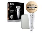 BRAUN Silk·épil 9, Wet & Dry, Langanhaltend glatte Haut, 9-000 Epilierer (Braun Epilierer mit 40 MicroGrip-Pinzetten, breiter schwenkbarer Kopf, Massagerollenaufsatz, inkl. Tasche, Reinigungsbürste, Ladekabel)