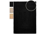 Teppich CARPETFINE "Nele Juteteppich Naturfaser", grau (anthrazit), B:200cm H:6mm L:290cm, Jute, Teppiche, Teppich, geflochtener Wendeteppich aus 100% Jute, quadratisch und als Läufer