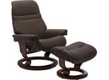 Relaxsessel STRESSLESS "Sunrise", braun (braun batick), B:88cm H:103cm T:78cm, Leder BATICK: BATICK ist ein leicht korrigiertes, durchgefärbtes und genarbtes Möbelleder, bei dem die meisten Unebenheiten und Spuren in der Regel entfernt wurden.;Leder PALOMA: PALOMA ist ein durchgefärbtes Semianilin-Möbelleder mit natürlicher Narbung.;ROHLEDER Stoff Q2 FARON: Ein fester zuverlässiger Bouclé mit eine