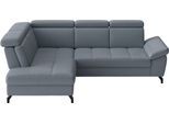 Ecksofa SIT & MORE "Vanity L-Form, B: 254 cm, Leder", graublau, B:254cm H:84cm T:197cm, Sofas, Ecksofa, Inkl.Sitz-,Kopf-und Armteilverstellung