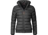 Steppjacke MARIKOO "Poison", Damen, Gr. XS (34), schwarz, Oberstoff: 100% Polyester. Futter: 100% Polyester. Wattierung: 100% Polyester. Ärmelfutter: 100% Polyester, clean, tailliert hüftbedeckend, Ärmel ohne Ärmelschlitz Bündchen, Jacken Steppjacke, stylische Damen Winterjacke mit hohem Kragen