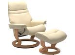 Relaxsessel STRESSLESS "Sunrise", beige (vanilla paloma), B:79cm H:103cm T:73cm, Leder BATICK: BATICK ist ein leicht korrigiertes, durchgefärbtes und genarbtes Möbelleder, bei dem die meisten Unebenheiten und Spuren in der Regel entfernt wurden.;Leder PALOMA: PALOMA ist ein durchgefärbtes Semianilin-Möbelleder mit natürlicher Narbung.;ROHLEDER Stoff Q2 FARON: Ein fester zuverlässiger Bouclé mit ei