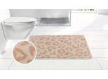 Badematte OTTO HOME "Anna Leo, Badvorleger, Badezimmer Teppich, Duschvorleger", sand, natur, H:15mm, Polyester, Badematten, Badematte, mit Animal Print, modernes Muster, Leo, weich