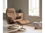 Relaxsessel STRESSLESS "Sunrise", braun (almond paloma), B:92cm H:105cm T:80cm, Leder BATICK: BATICK ist ein leicht korrigiertes, durchgefärbtes und genarbtes Möbelleder, bei dem die meisten Unebenheiten und Spuren in der Regel entfernt wurden.;Leder PALOMA: PALOMA ist ein durchgefärbtes Semianilin-Möbelleder mit natürlicher Narbung.;ROHLEDER Stoff Q2 FARON: Ein fester zuverlässiger Bouclé mit ein