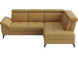 Ecksofa SIT & MORE "Vanity L-Form, B: 254 cm, Leder", curry, B:254cm H:84cm T:197cm, Sofas, Ecksofa, Inkl.Sitz-,Kopf-und Armteilverstellung